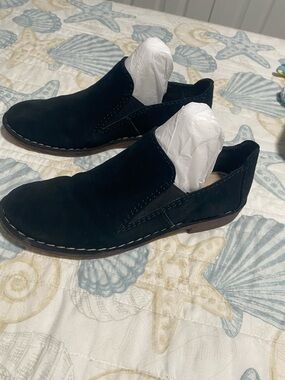 Clarks Black Slip-On Suede Loafers